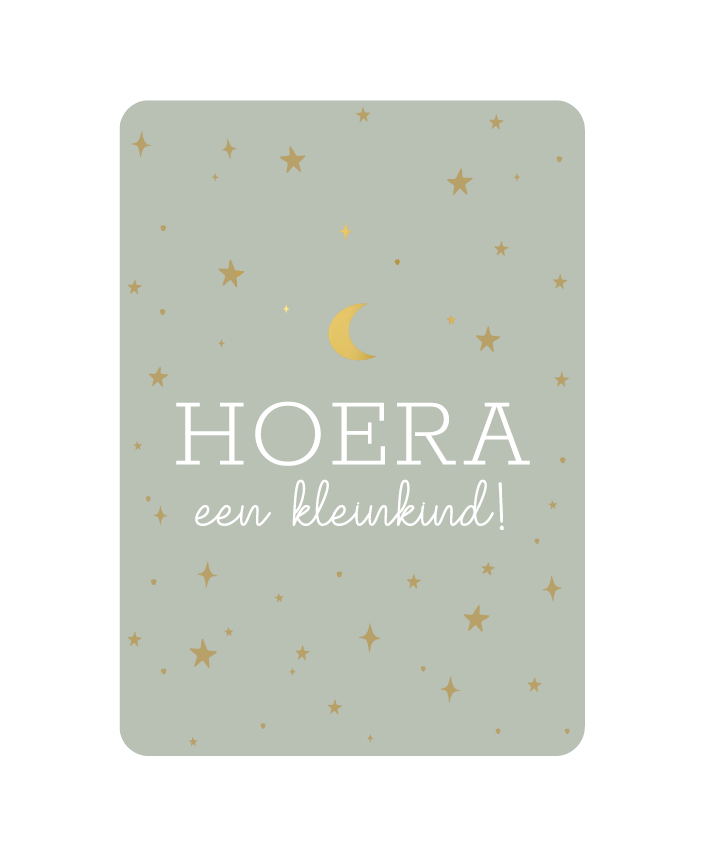 Ansichtkaart Hoera een kleinkind! met goudfolie