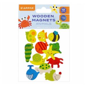 magneten dieren hout 12 stuks koelkast whiteboard